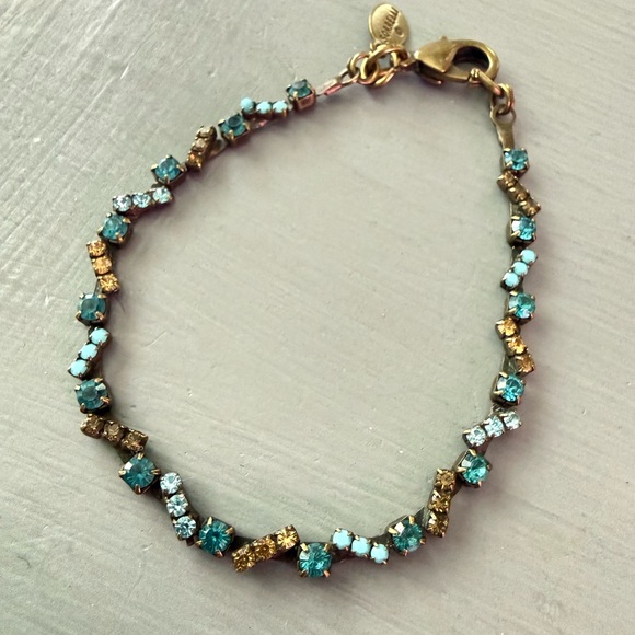 Sorrelli Crystal Brass Tone Tennis Style Bracelet Preowned